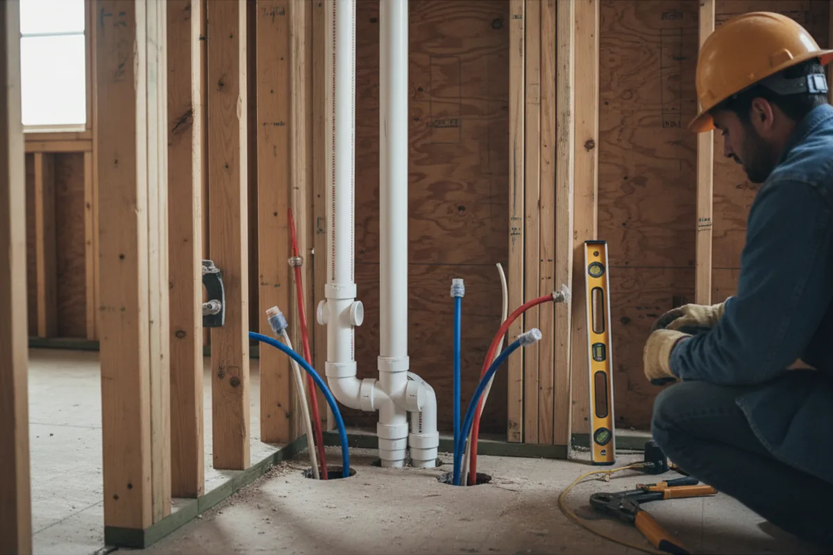 Drain and supply rough-in during Drain Cleaning in Oak Ridge